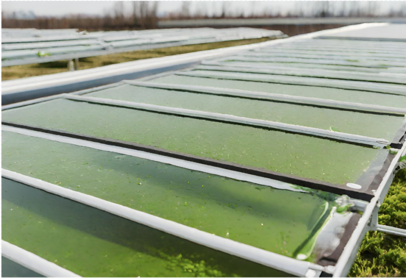 Paneles solares verdes algas